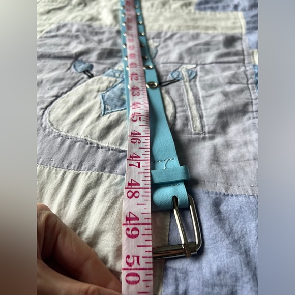 2 Buckle Womens Cute Punk Emo Goth Stylish Blue Whole Belt 50” Large - Picture 5 of 5